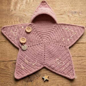 Crochet Baby Star Suit Pattern PDF | Baby Star Onesie Crochet Pattern | 6-7 Month Baby | Instant Download | Hooded Baby Wrap Pattern