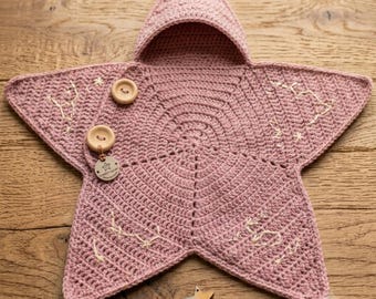 Crochet Baby Star Suit Pattern PDF | Baby Star Onesie Crochet Pattern | 6-7 Month Baby | Instant Download | Hooded Baby Wrap Pattern