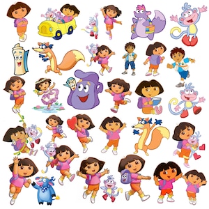 Dora Utforskaren PNG JPEG-paket | Dora och Boots Clipart för födelsedagsfest, sublimering och barndesign, Dora Utforskaren Png