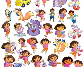 Dora the Explorer PNG JPEG-bundel | Dora en Boots clipart voor verjaardagsfeestjes, sublimatie en kinderontwerpen, Dora the Explorer PNG