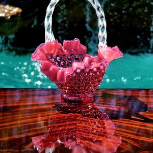 Fenton Pink and White Basket - Etsy
