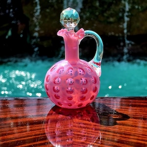 Fenton Cranberry Opalescent Glass Cruet - Etsy