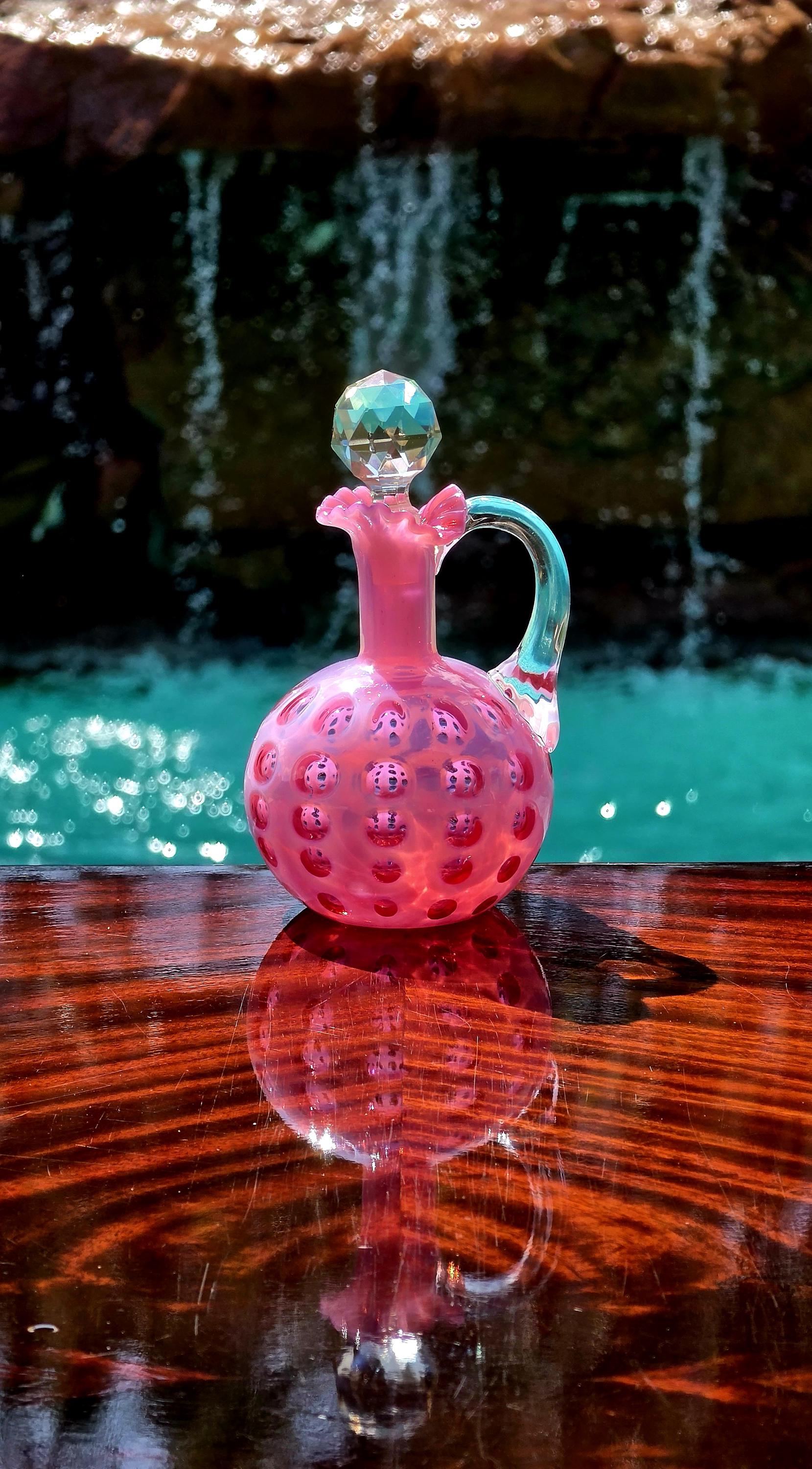 Fenton Cranberry Opalescent Glass Cruet - Etsy