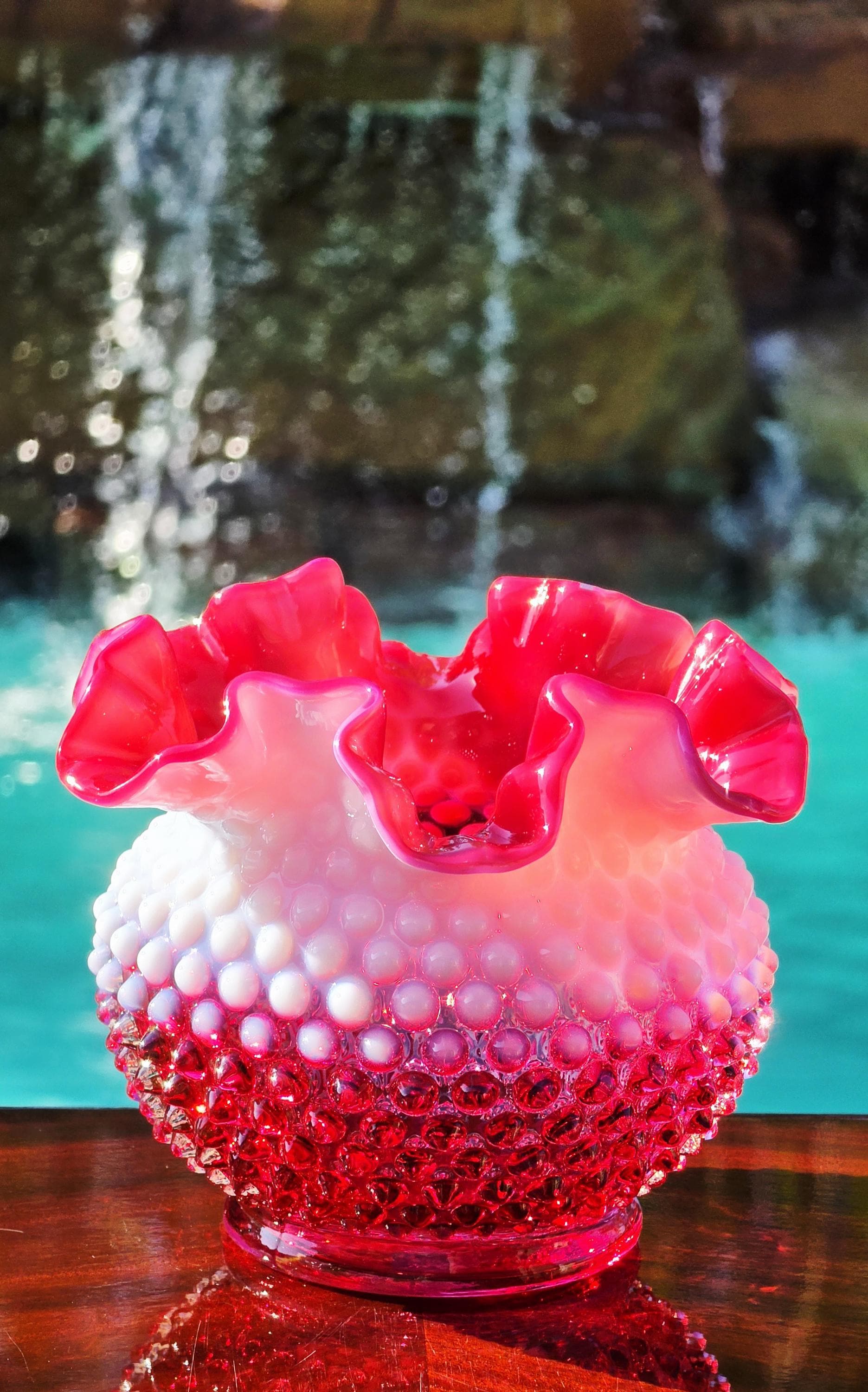 Fenton Glass Rose Bowl Opalescent - Etsy