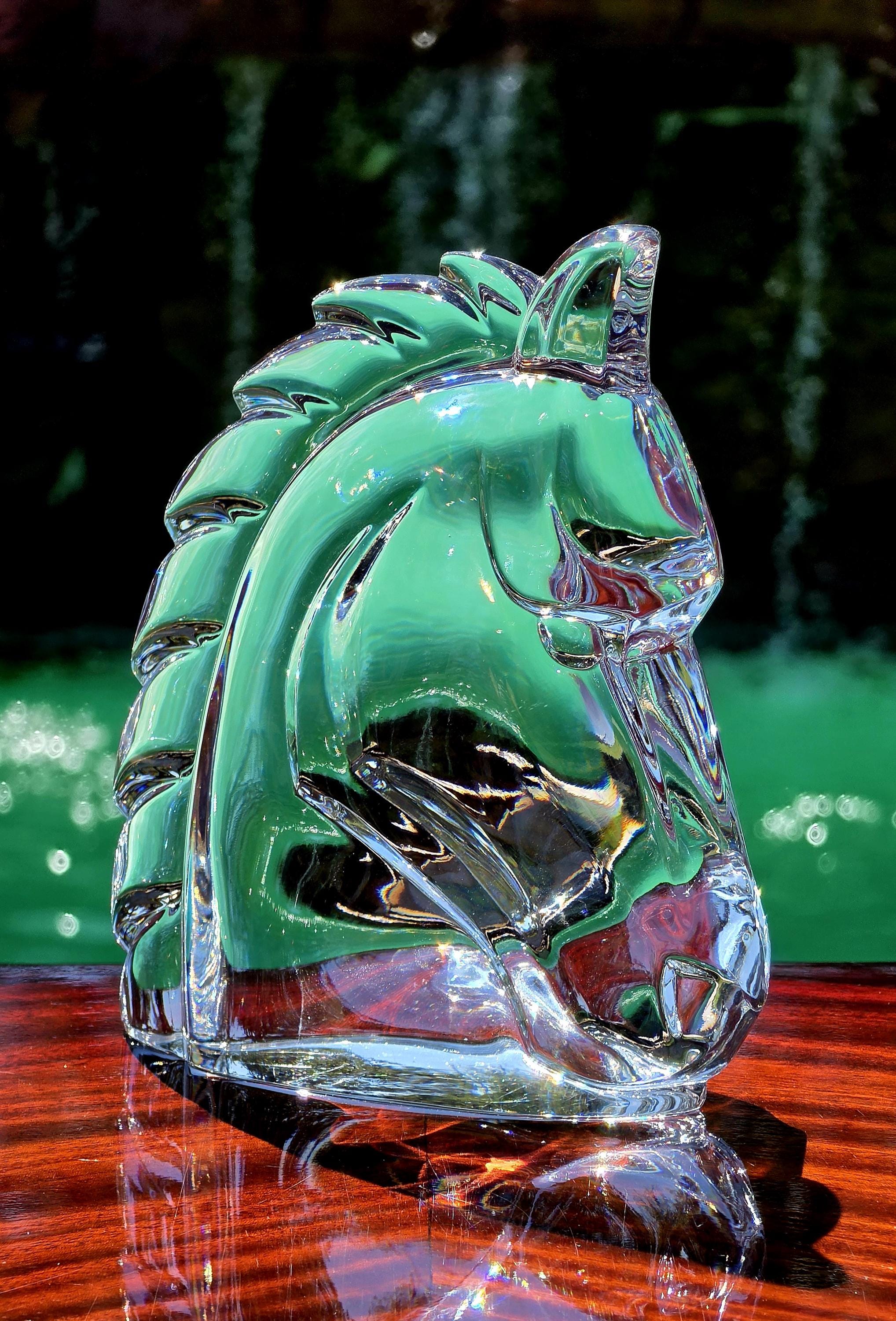  Crystal 馬　ホースヘッド クリスタル彫刻 Clear Crystal Horse - Etsy