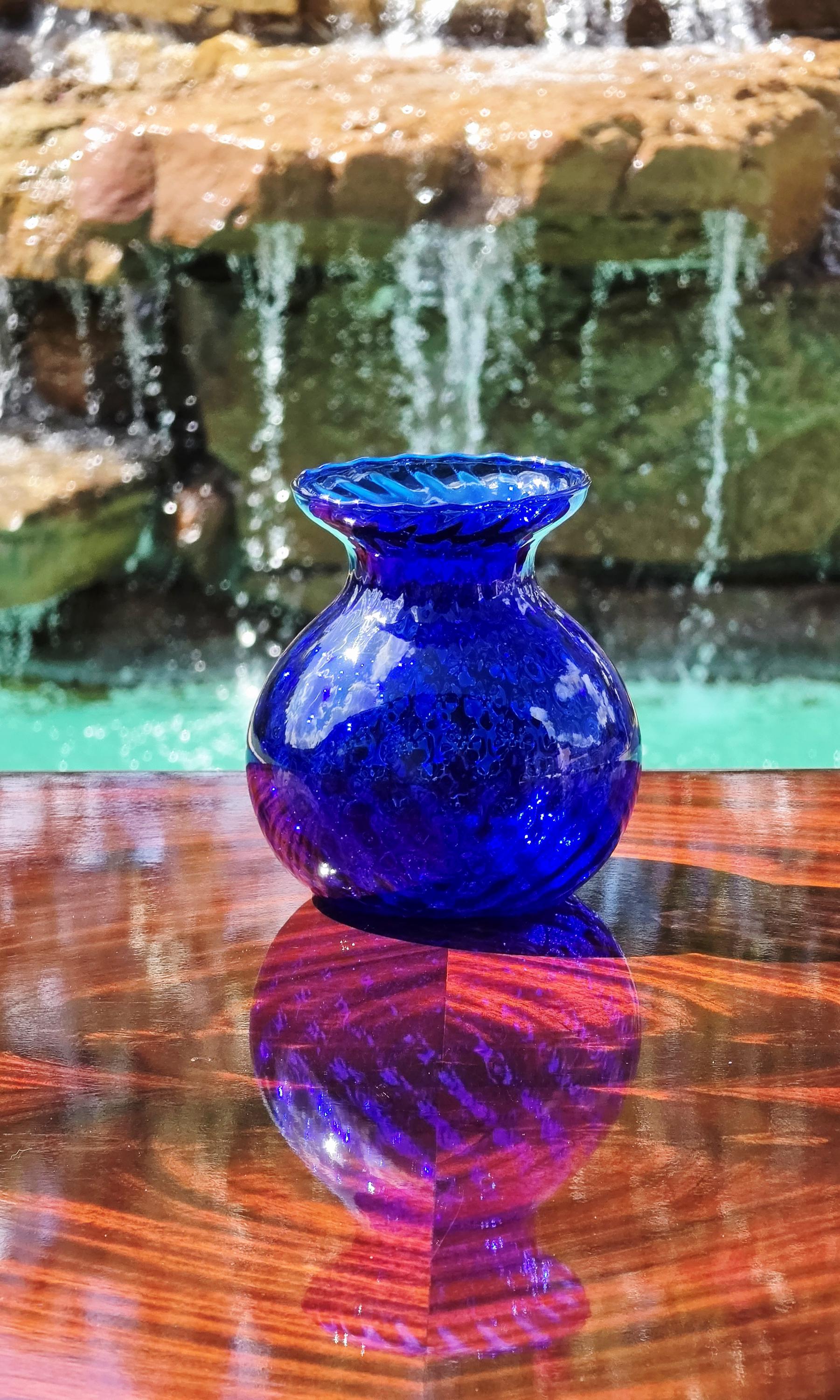 Fenton Iridescent Blue Vase - Etsy