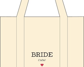 Bride Crew Tote Bag | Bridal Party Wedding Tote, Small Heart Graphic