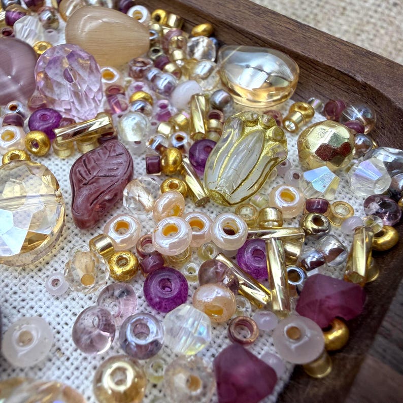 Champagne Reverie Mix - Mixed Glass Beads, Assorted Small Beads for ...
