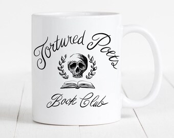 Taylor Swift Mug Tortured Poets Department Book Club Office Gift Library Swiftie Office Mug Skull Books Poetry Coffee Mug Dark Academia