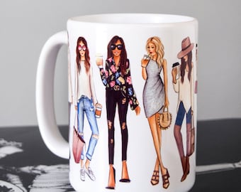 Coffee Fashion Girls Mug by Kara Ashley