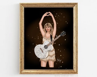 Taylor Swift Poster Fearless Eras Tour Art Print Concert Taylor Swift Fashion Illustration Painting Swifties Gift Poster