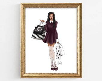 Witchy Babe (dark) - Art Print Fashion Illustration Fall / Autumn / Halloween