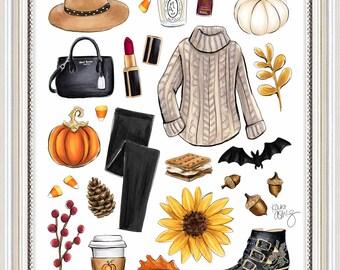 Fall Time Outfit Collage - Art Print