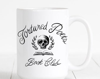 Dark Academia Mug Tortured Poets Department Book Club Taylor Swift Gift for Friend Swiftie Office Mug Skull Books Poetry Ivy League Mug Tea