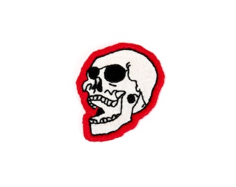 Embroidered Skull Patch - Skull Embroidery Applique Brooch