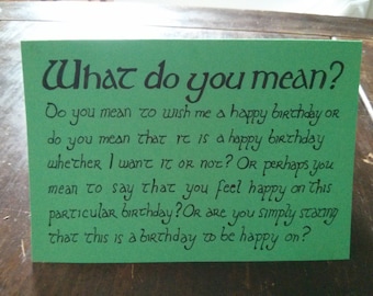 Green Hobbit Birthday Card - Lord of the Rings Gift Custom Colour