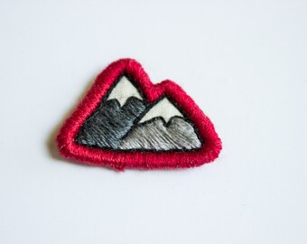 Hand Embroidered Mountain Patch - Nature Inspired Iron On Badge for Jackets, Hats, Backpacks and More