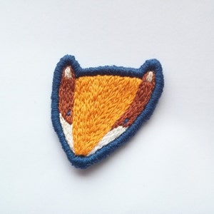 Orange Fox Patch Blue Trim - Woodland Brooch Fantastic Mr Fox