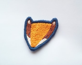 Orange Fox Patch Blue Trim - Woodland Brooch Fantastic Mr Fox