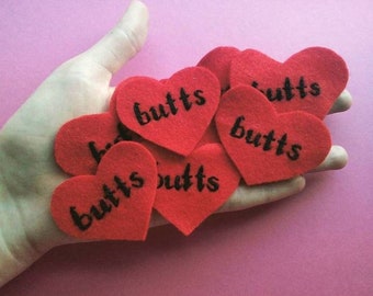 Embroidered Patch Butts - Red Heart Patch Booty Lover