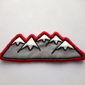 Embroidered Mountain Patch -Large Mountain Range Embroidery Skiing Hiking Camping Patch