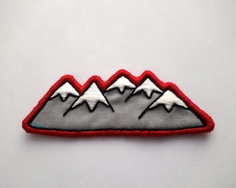 Embroidered Mountain Patch -Large Mountain Range Embroidery Skiing Hiking Camping Patch