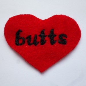 Patches bordados Butts - Patch de coração vermelho Booty Lover