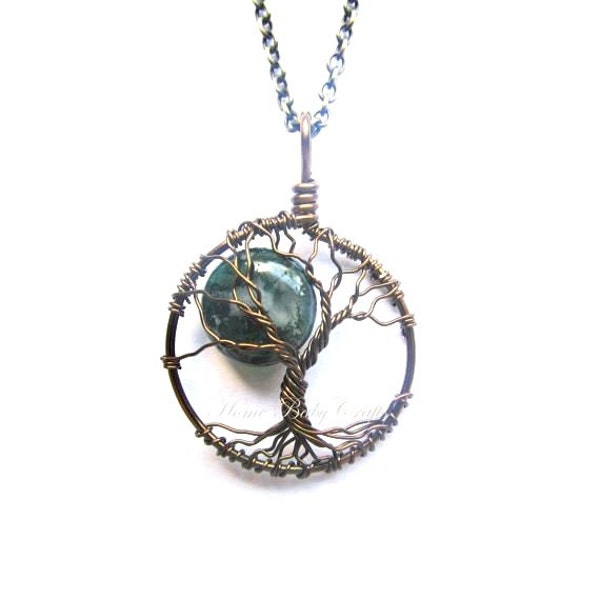 Midwifery Tree of Life Necklace- Moss Agate Birthing Crystal- Gift for MIdwife, Doula, Birth, Labor