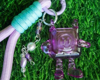 3D Shopping Bag Resin Charm Keychain with Beads and Paracord Loop