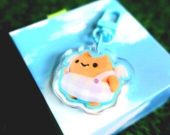 Character Acrylic Keychain | Blue Enamel Clasp, 1.5" Charm