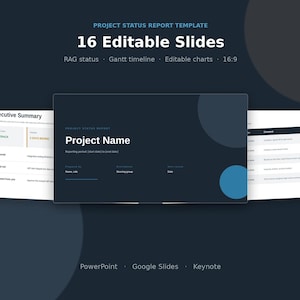 Project Status Report PowerPoint Template 16 Editable Slides RAG Status Gantt Timeline Project Management Deck  Slides Instant Download
