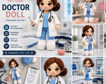 Amigurumi Doctor Doll Crochet Pattern: Medical Student Gift (PDF Pattern)