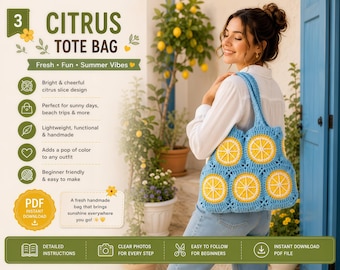 Crochet Tote Bag Pattern Bundle | Granny Square, Citrus, Grindstone Styles (PDF Download)