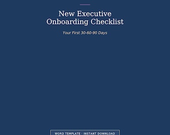 New Executive Onboarding Checklist for EAs | 30 60 90 Day Plan | Executive Assistant Template | Admin Professional Digital Download