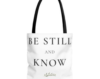 Be Still and Know トートバッグ | ミニマリスト クリスチャン キャンバス マーケットバッグ