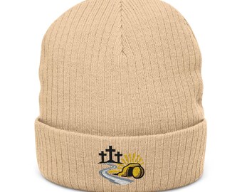 Empty Tomb and Crosses Beanie | Embroidered Ribbed Knit Beanie