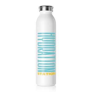 Hydration Station Slim 20-oz-Wasserflasche | Vertikale Aqua-Typografie