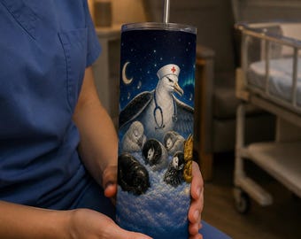 Personalized Nursery Nurse Night Sleeping Tumbler Wrap | Custom Text 20oz Skinny PNG