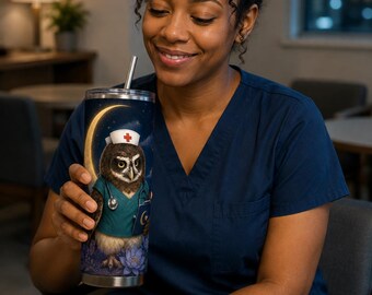 Personalized Owl Awake Tumbler Wrap | Custom Text 20oz Skinny PNG