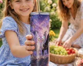 Personalized Winged Unicorn Couple Enchanted Heart Tumbler Wrap | Custom Text 20oz Skinny PNG