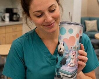Personalized Panda Pediatric ER Baby Unicorn Llama Tumbler Wrap | Custom Text 20oz Skinny PNG