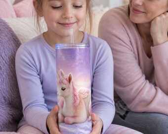 Personalized Pink Unicorn Llama Tumbler Wrap | Custom Text 20oz Skinny PNG