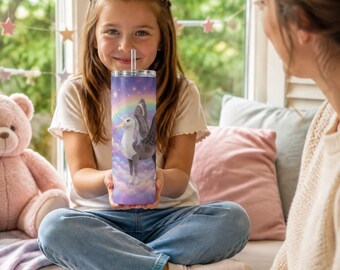 Personalized Winged Plush Boy Dreamy Pastel Sky Tumbler Wrap | Custom Text 20oz Skinny PNG