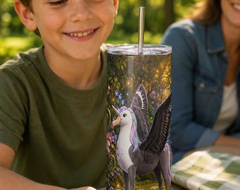 Personalized Winged Plush Boy Enchanted Woodland Tumbler Wrap | Custom Text 20oz Skinny PNG