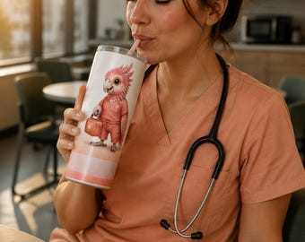 Personalized Peach Emergency Kea Tumbler Wrap | Custom Text 20oz Skinny PNG