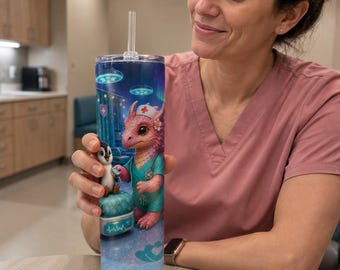 Personalized Pink Kea Pediatric ER Tumbler Wrap | Custom Text 20oz Skinny PNG