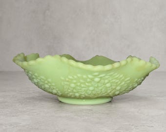 1970s Fenton Grape Custard Glass Bowl, UV Reactive Uranium (10 Inch)