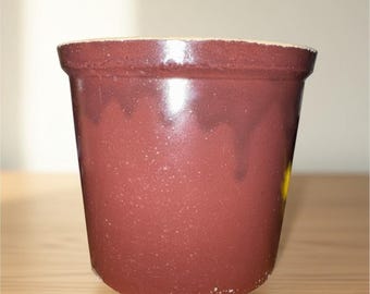 Vintage Drip Glaze Crock, Brown Stoneware Storage Jar, Primitive Country Kitchen Decor