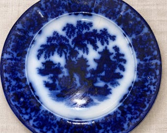 Antique Flow Blue Plate Peking John Ridgway Staffordshire Transferware 10 In