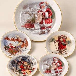 Utgångna Pottery Barn Nostalgisk Jultomte 5-delars stengodsset skålar och tallrikar